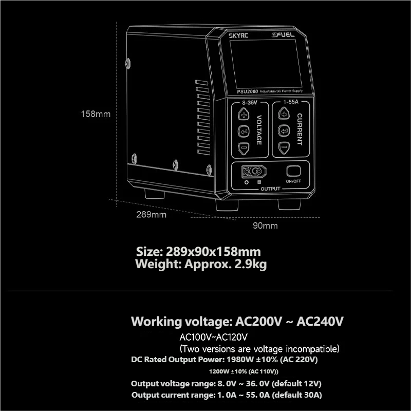SKYRC PSU2000 1980W Verstelbar - Drone Rc Toy recensie en prijs