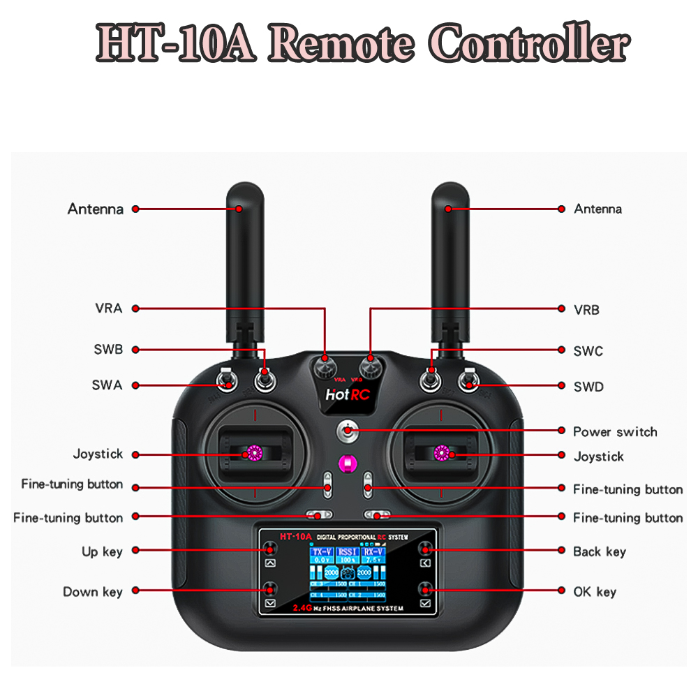 Hotrc HT-10A 2.4G 10CH zender  - Drone Rc Receiver And Transmitter recensie en prijs